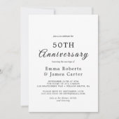 華やかなカリグラフィーの50周年記念結婚式 招待状 (正面)