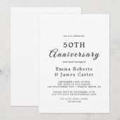 華やかなカリグラフィーの50周年記念結婚式 招待状 (正面/裏面)