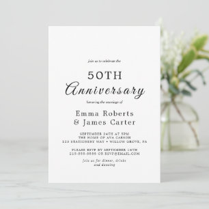 華やかなカリグラフィーの50周年記念結婚式 招待状
