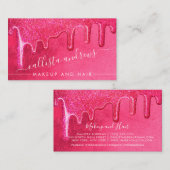 華やかなガーリーネオンピンク厚いグリッタードリップ 名刺 (正面/裏面)