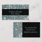 華やかなキラキラ輝く銀色の輝きらきら光るき 名刺 (正面/裏面)