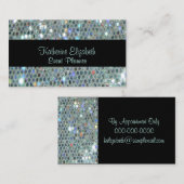 華やかなキラキラ輝く銀色の輝きらきら光るき 名刺 (正面/裏面)