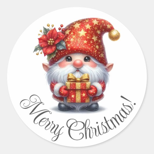 華やかなクリスマスのステッカー ラウンドシール (正面)