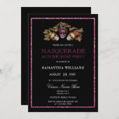 華やかなグリッターの仮装30歳誕生日 招待状 (正面/裏面)