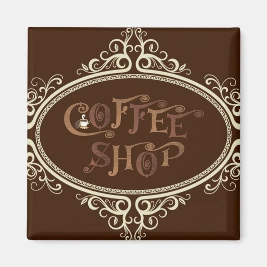 華やかなコーヒーショップ マグネット (正面)