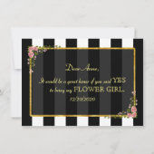 華やかなゴールドの箔押し 花嫁の花を飾る女の子になりますか？ 招待状 (裏面)