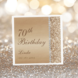 華やかなゴールドの70歳の誕生日 スタンダードカクテルナプキン