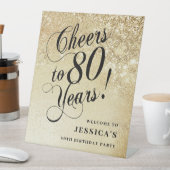 華やかなゴールドの80歳の誕生日 台座サイン (インサイチュ)