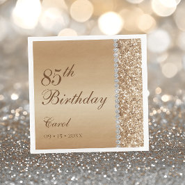 華やかなゴールドの85歳の誕生日 スタンダードカクテルナプキン