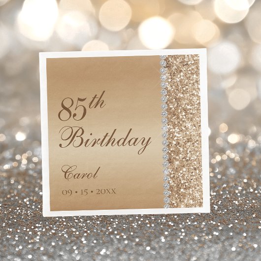 華やかなゴールドの85歳の誕生日 スタンダードカクテルナプキン