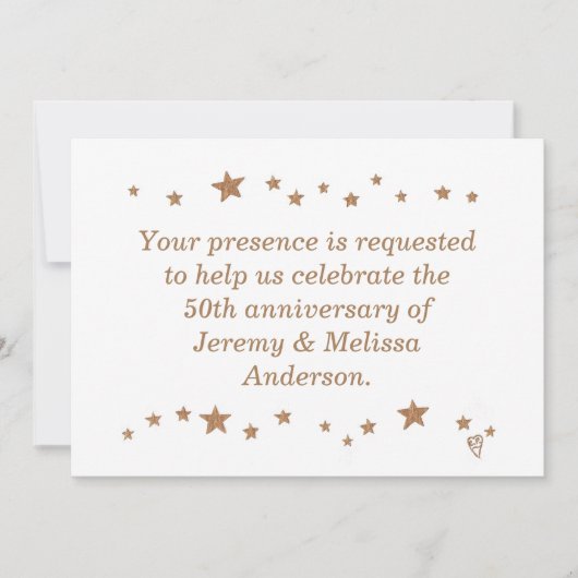華やかなゴールドスター 50周年 招待状 (正面)
