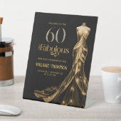 華やかなゴールドドレスの60歳のバースデーウェルカム 台座サイン (インサイチュ)