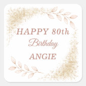 華やかなゴールドラメ 80歳の誕生日 スクエアシール (正面)