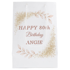 華やかなゴールドラメ 80歳の誕生日 ミディアムペーパーバッグ