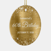 華やかなゴールド箔60歳の誕生日 セラミックオーナメント (右)
