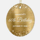 華やかなゴールド箔60歳の誕生日 セラミックオーナメント (左)