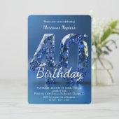 華やかなサファイアブルーダイヤモンドの40歳の誕生日 招待状 (スタンド正面)
