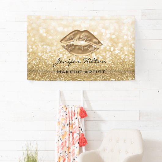 華やかなシックなモダン金ゴールドのフェイク唇の輝き 横断幕 (インサイチュ)