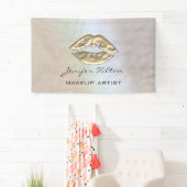 華やかなシックなモダン金ゴールドフェイクの唇ホログラフィック 横断幕 (インサイチュ)