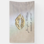 華やかなシックなモダン金ゴールドフェイクの唇ホログラフィック 横断幕 (縦)