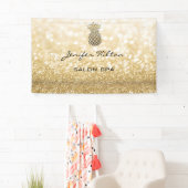 華やかなシックモダンなフェイク金ゴールドきらびやかなパイナップル 横断幕 (インサイチュ)