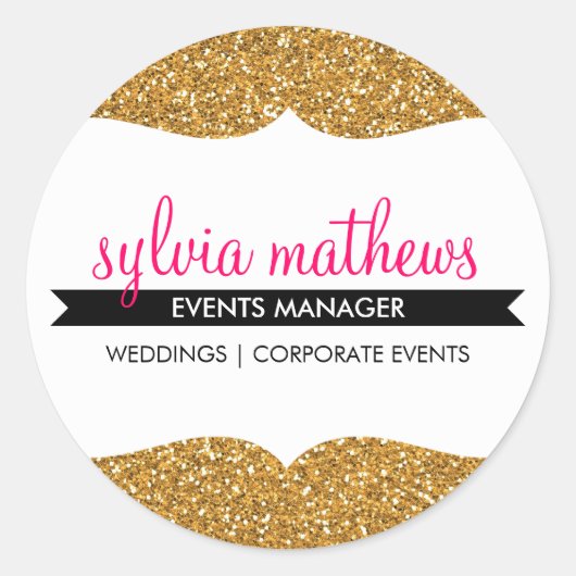 華やかなシールスタイリッシュグリッタースパークルピンク金ゴールド ラウンドシール (正面)