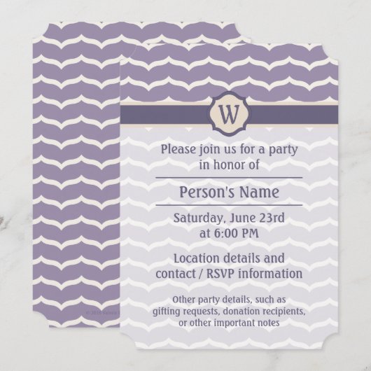 華やかなジグザグパーティ招待状 招待状 (正面/裏面)