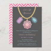 華やかなジュエリーメイキング女子バースデーパーティー 招待状 (正面/裏面)