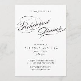 華やかなスクリプトのリハーサルのディナーカード 招待状