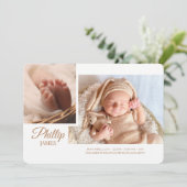 華やかなスクリプト写真 出生発表 案内状 (スタンド正面)