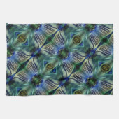 華やかなストライプ緑と青の曲線横の キッチンタオル (横)