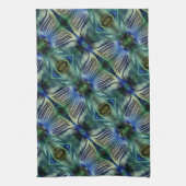 華やかなストライプ緑と青の曲線横の キッチンタオル (縦)