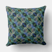 華やかなストライプ緑と青の曲線横の クッション (裏面)