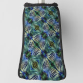 華やかなストライプ緑と青の曲線横の ゴルフヘッドカバー (回転90)