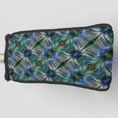 華やかなストライプ緑と青の曲線横の ゴルフヘッドカバー (正面)