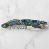 華やかなストライプ緑と青の曲線横の ソムリエナイフ (裏面)