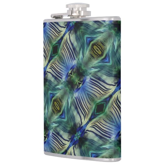 華やかなストライプ緑と青の曲線横の フラスク (左)