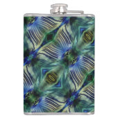 華やかなストライプ緑と青の曲線横の フラスク (裏面)