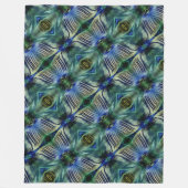 華やかなストライプ緑と青の曲線横の フリースブランケット (正面)