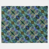 華やかなストライプ緑と青の曲線横の フリースブランケット (正面(横))