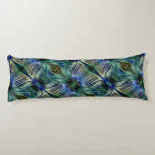 華やかなストライプ緑と青の曲線横の ボディピロー (裏面)