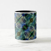 華やかなストライプ緑と青の曲線横の マグカップ (中央)