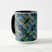 華やかなストライプ緑と青の曲線横の マグカップ (正面左)