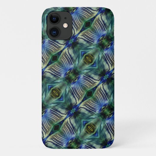 華やかなストライプ緑と青の曲線横の Case-Mate iPhoneケース (裏面)