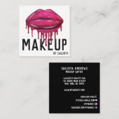 華やかなスパークリピンクグリッタードリップスリップメイクアップ スクエア名刺 (正面/裏面)