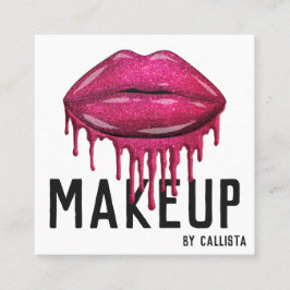 華やかなスパークリピンクグリッタードリップスリップメイクアップ スクエア名刺