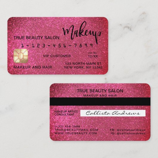 華やかなスパークリーグリッタークレジットカードメイク 名刺 (正面/裏面)