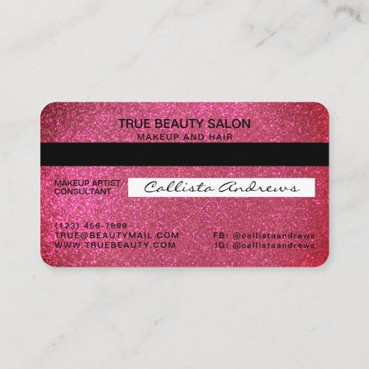 華やかなスパークリーグリッタークレジットカードメイク 名刺 (裏面)