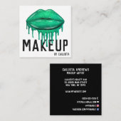 華やかなスパークリーグリッタードリップスリップメイクアップ スクエア名刺 (正面/裏面)