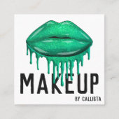 華やかなスパークリーグリッタードリップスリップメイクアップ スクエア名刺 (正面)